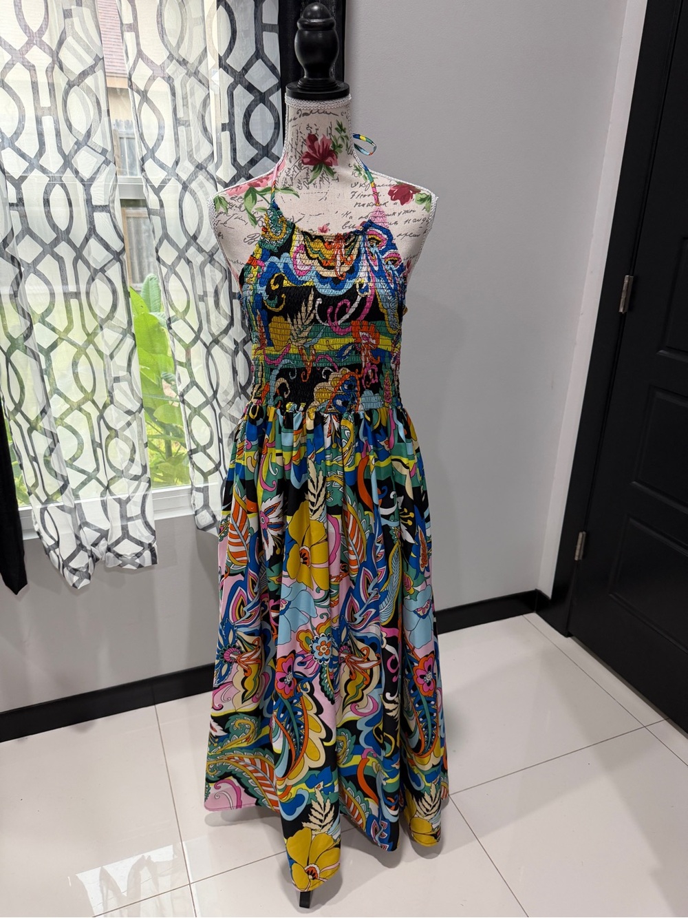 Truth Multicolor Halter Maxi Dress with Floral Paisley Print
